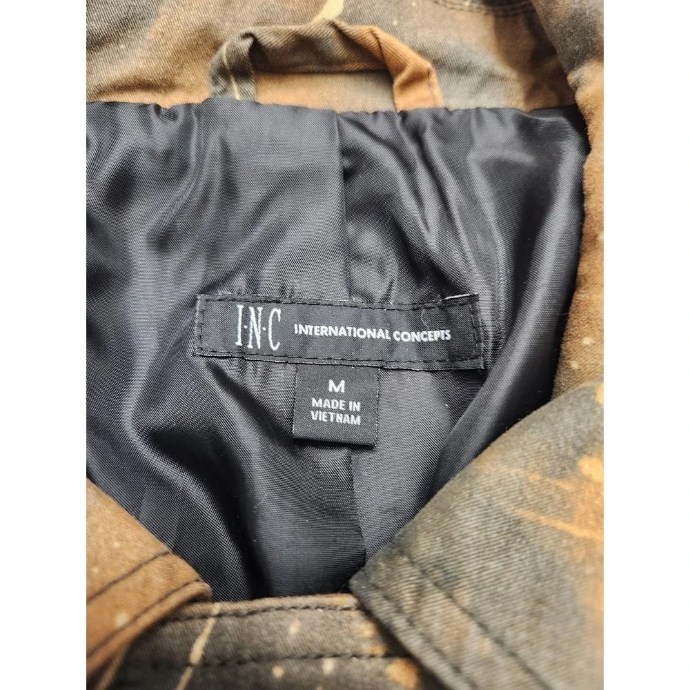 INC International Concepts Jacket Mens Medium Brown Camo Canvas Military Field - Picture 3 of 12